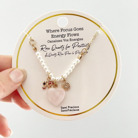 ❄️ NWT Semi-Precious Rose Quartz Necklace | Hand Crafted ❄️ - Picture 2 of 3